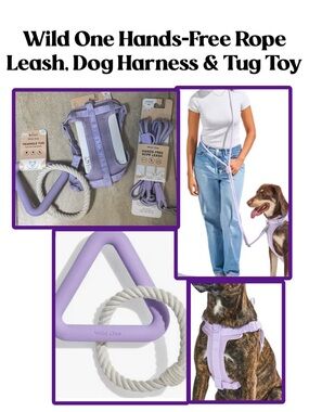 Wild One Hands-Free Rope Lilac Dog Leash and Wild One Lilac Dog Harness
